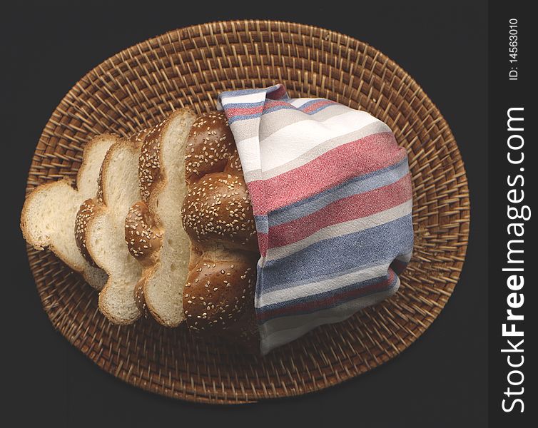 Fresh sliced bread in basket. Fresh sliced bread in basket