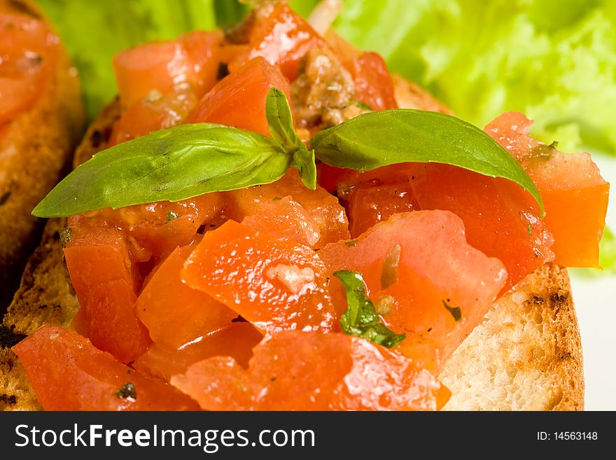 Photo of italian appetizer called bruschetta