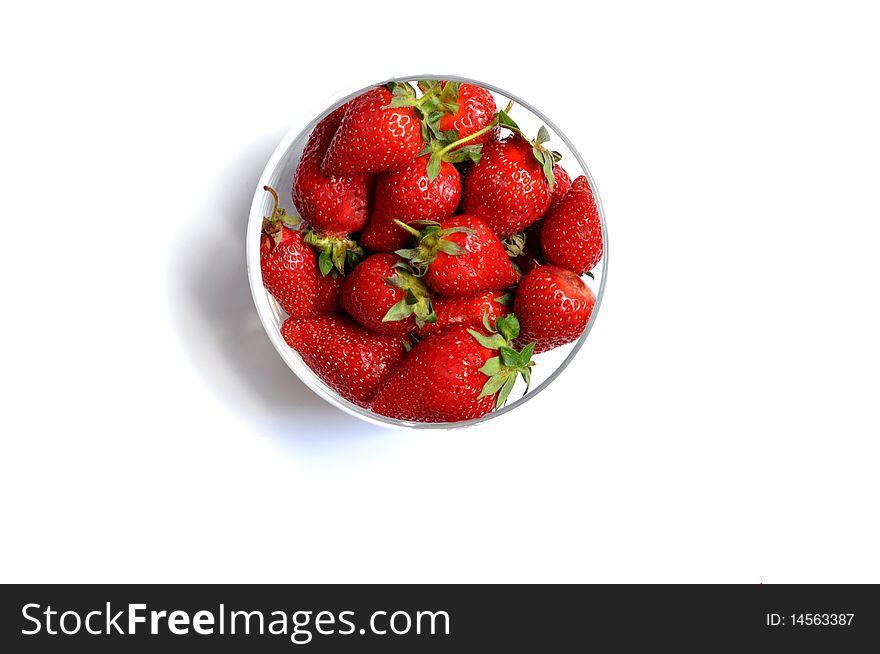 Red strawberry in a white bowl. Red strawberry in a white bowl