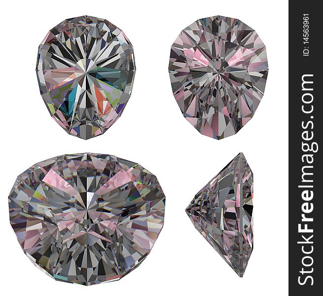 Diamond ruby cut isolated different view