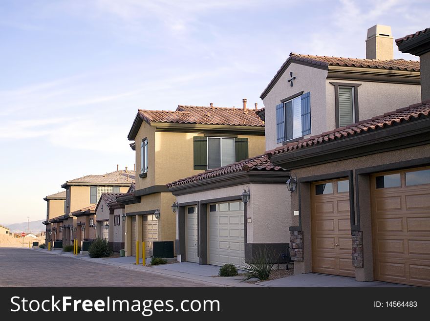 Neighborhood view of suburban homes. Neighborhood view of suburban homes