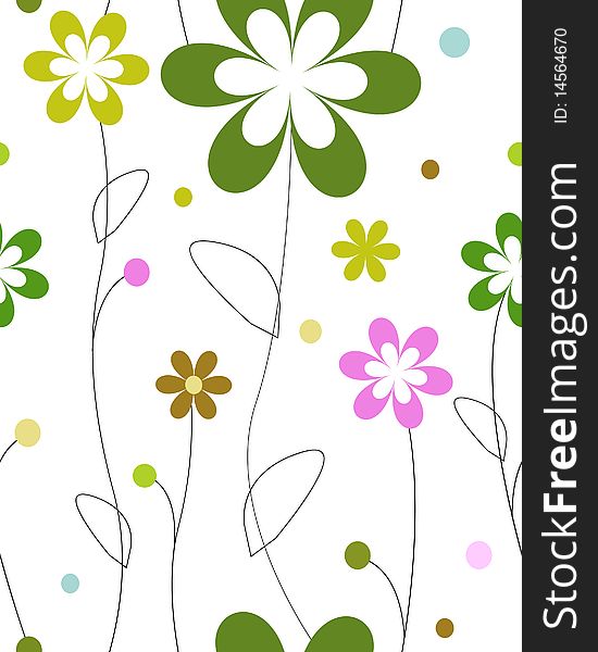 Retro flowers seamless pattern. Vector illustration. Retro flowers seamless pattern. Vector illustration