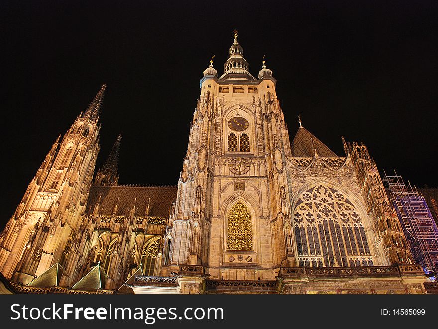 View of the Cathedral St.Vitus in old town in Prague. Czech republic.