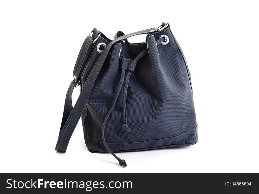 Dark Blue Leather Woman Handbag