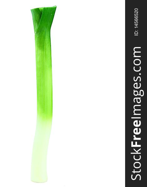 Isolated fresh leek on white background