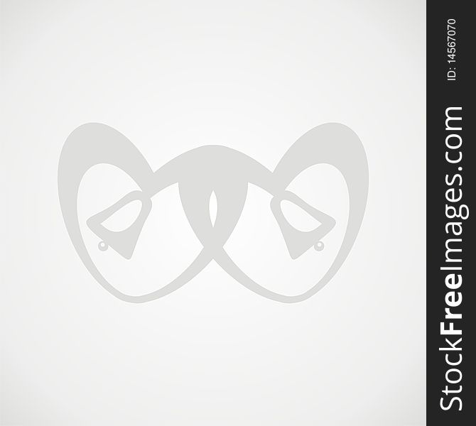 Marriage rings inside heart shapes, grey vector,