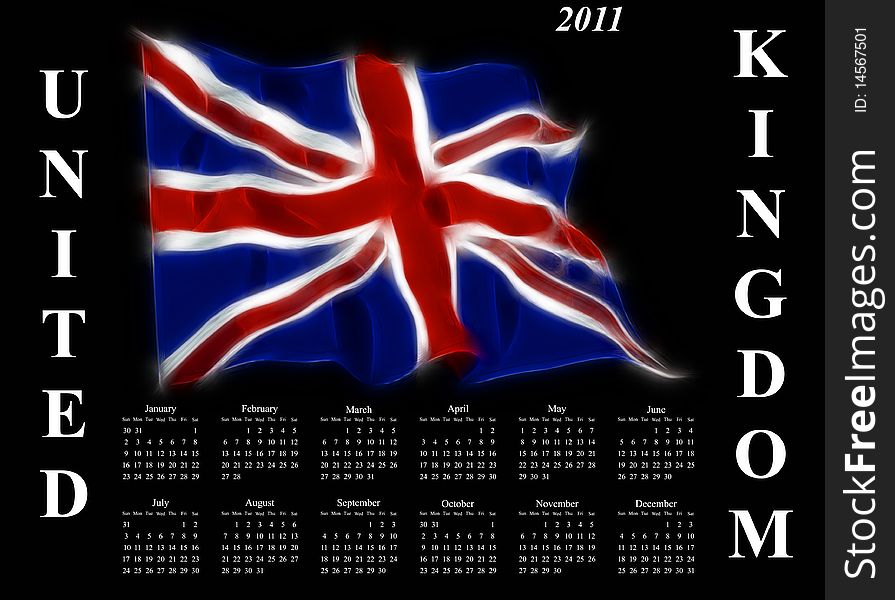 2011 calendar with stylised flag of United Kingdom