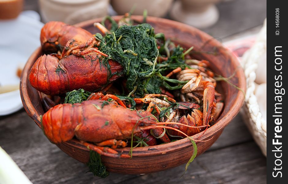 Bowl Of Boiled Crawfish