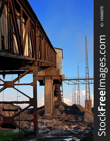 Old coal power station in sunny day view. Old coal power station in sunny day view