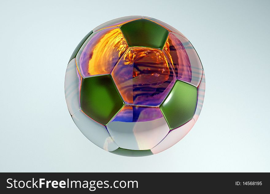 A golden football, green gemstone inlay