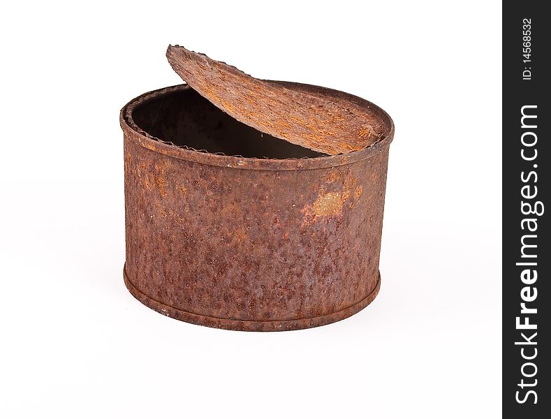 Rusty can isolated on white