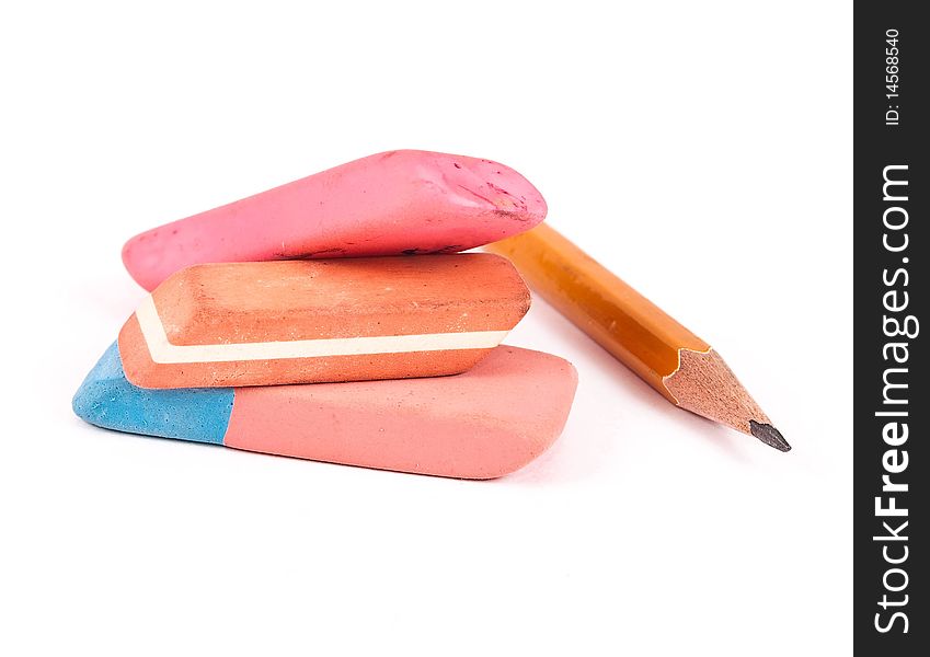 Erasers and pencil