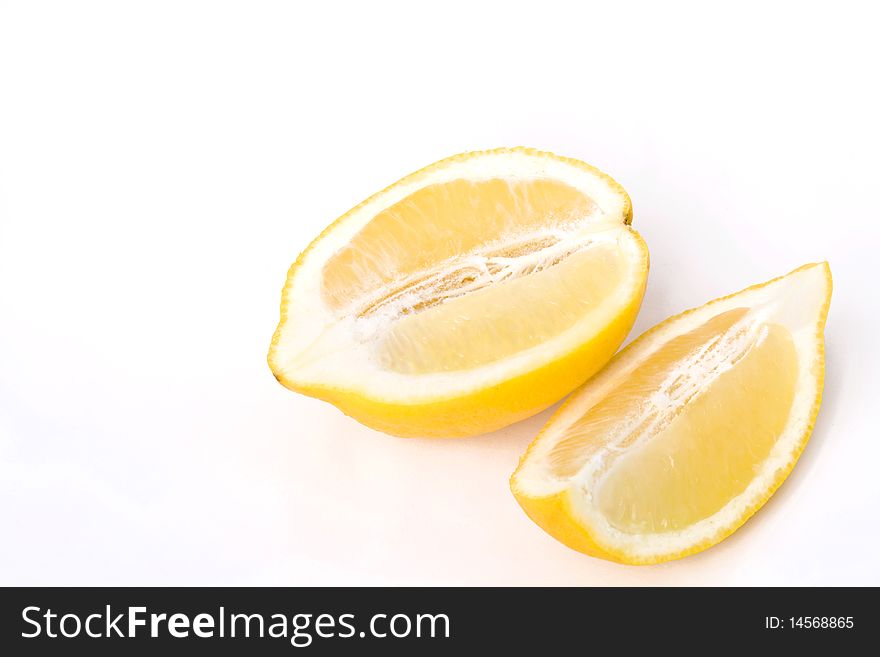 Two half lemon isolated on white background