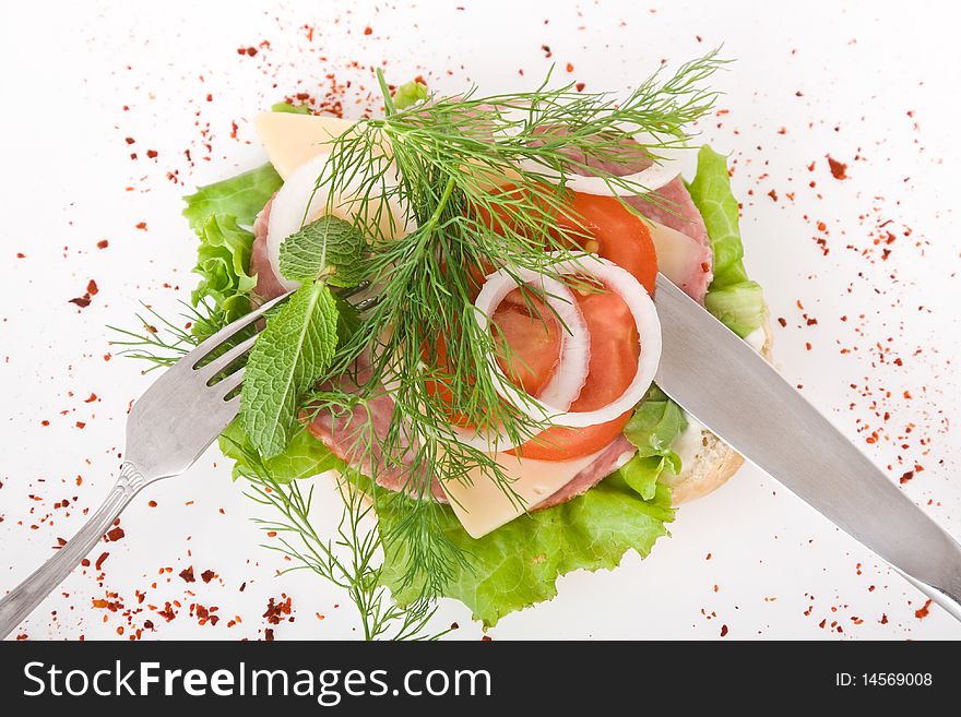 Healthy sandwich on white background