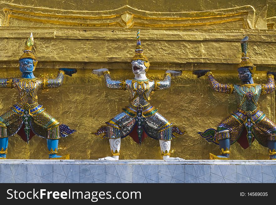 Demon in the emerald Buddha temple,Bangkok Thailand. Demon in the emerald Buddha temple,Bangkok Thailand