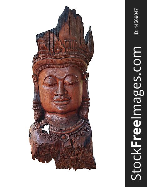A Wooden Carving Of Buddha