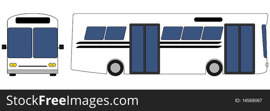 Vector Front And Profile View Of Bus