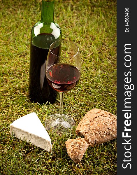 Wine Picnic On Grass