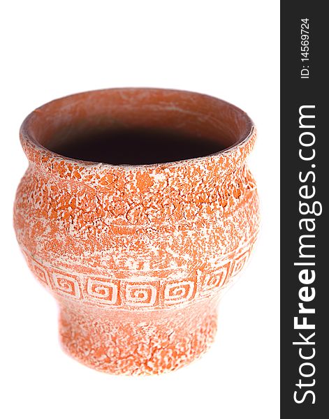 Empty ceramic vase isolated on white background