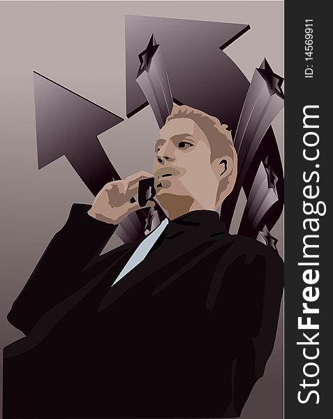 Image of a successful businessman talks on the phone to his client. Image of a successful businessman talks on the phone to his client