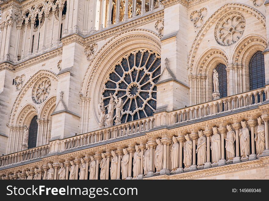 Architectural fragments of Reims Notre-Dame cathedral. Notre-Dame de Reims Cathedral Our Lady of Reims, 1275 is Roman Catholic