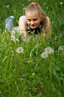 Girl On Meadow Stock Photo Girl On Meadow Stock Photo