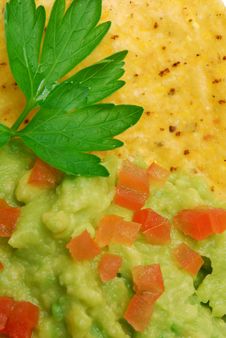 Close Up Of Guacamole And Corn Chip Stock Photos Close Up Of Guacamole And Corn Chip Stock Photos