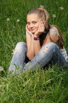 Girl On Meadow Stock Photo Girl On Meadow Stock Photo