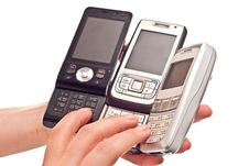 Three Mobile Phones Royalty Free Stock Photo
