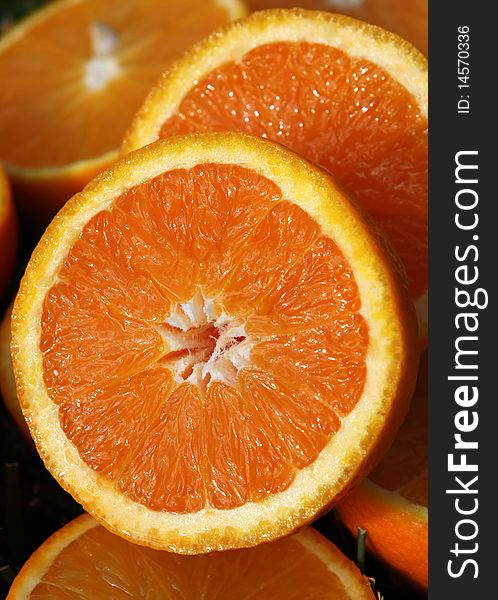 Orange slices prepared for juice
