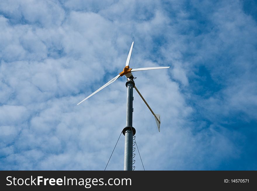 Wind turbines farm on island , Thailand