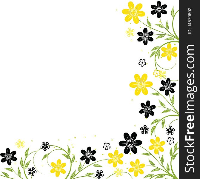 Floral frame with yellow flowers, element for design, illustration
