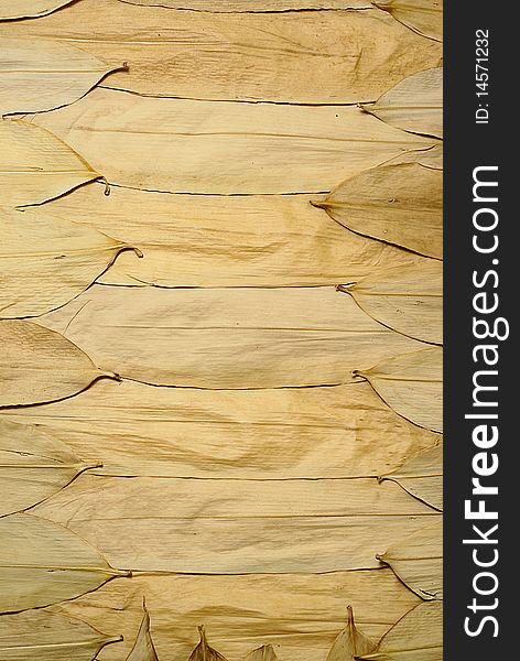 Dried bamboo leaves texture arrangement background