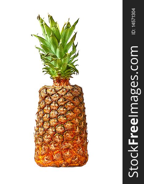 Square pineapple isolated on white background