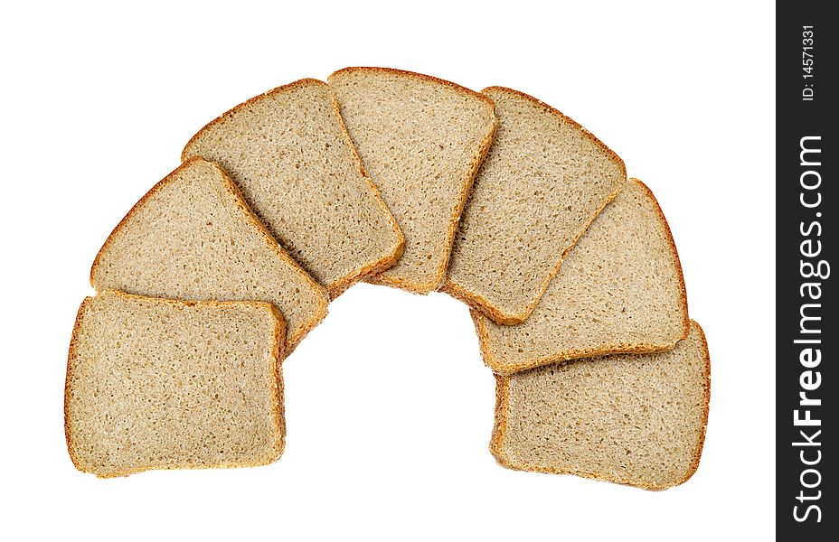 Slices of dark bread isolated over white. Slices of dark bread isolated over white
