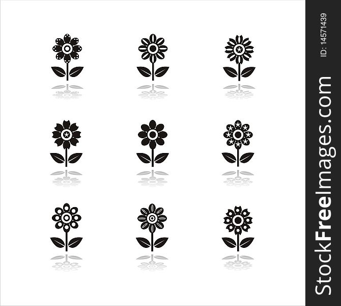 Set of 9 flower icons