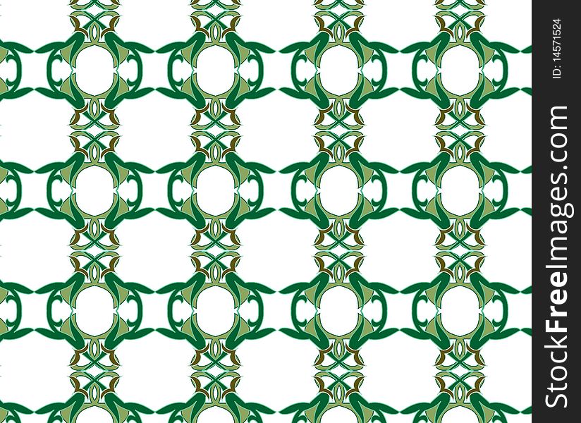 Green decorative motif for background. Green decorative motif for background