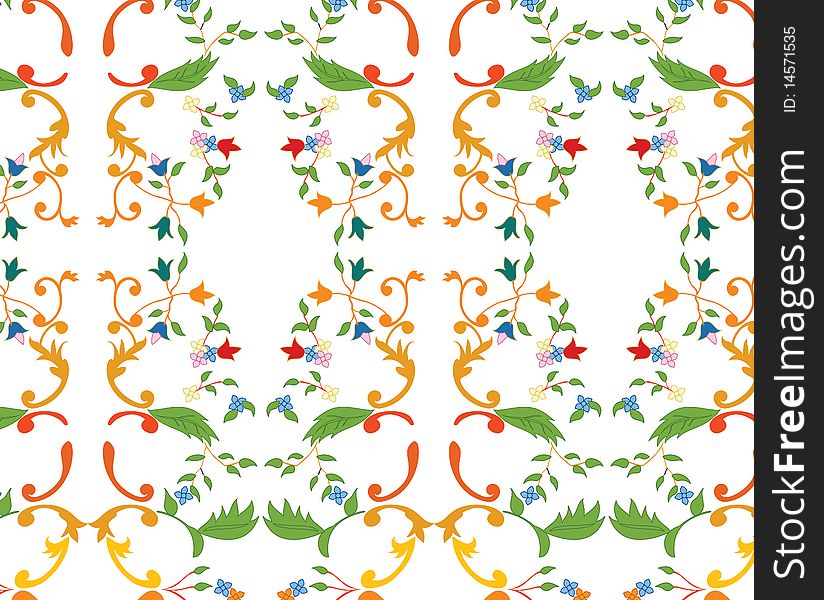 Wallpaper pattern with flowers and leaves. Wallpaper pattern with flowers and leaves