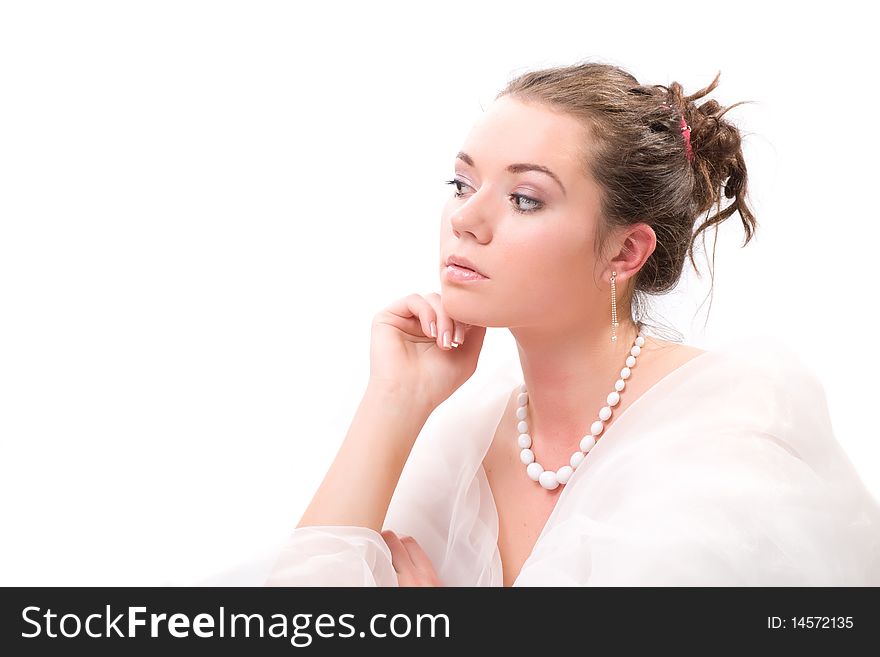 Beauty woman in white dress