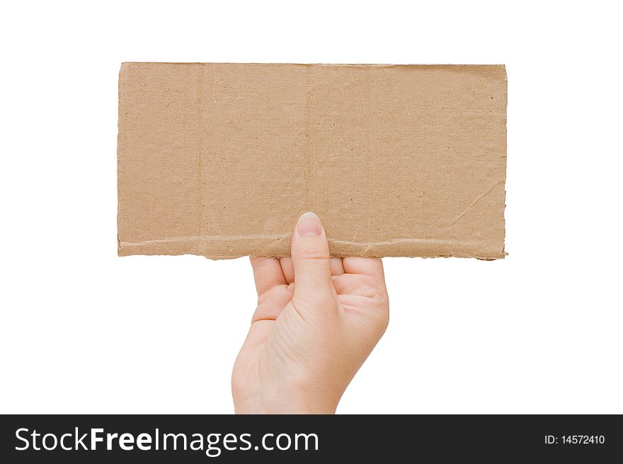 The cardboard tablet in a hand isolated white