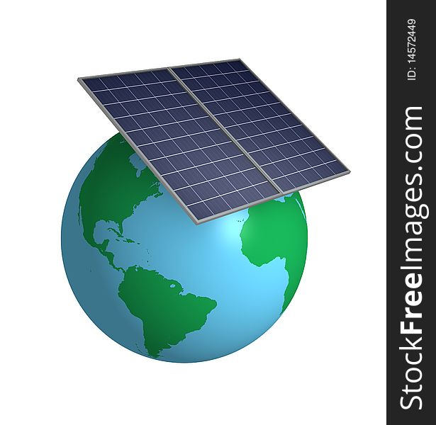 Earth with solar panels on top. Earth with solar panels on top