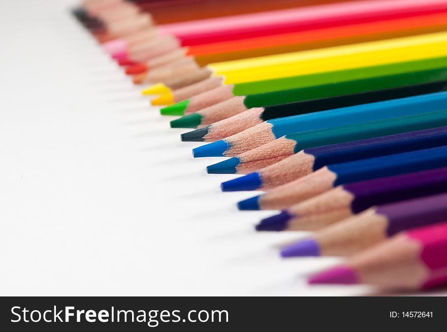 The sets of colored pencils. The sets of colored pencils.