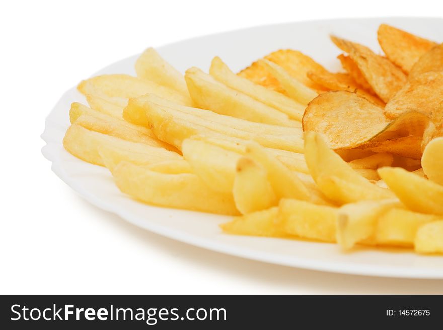 Potato Free On Plate Isolated Over White