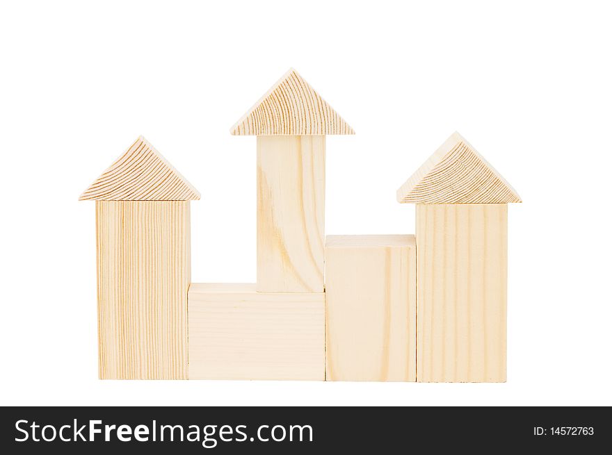 Model of the wooden house on white background