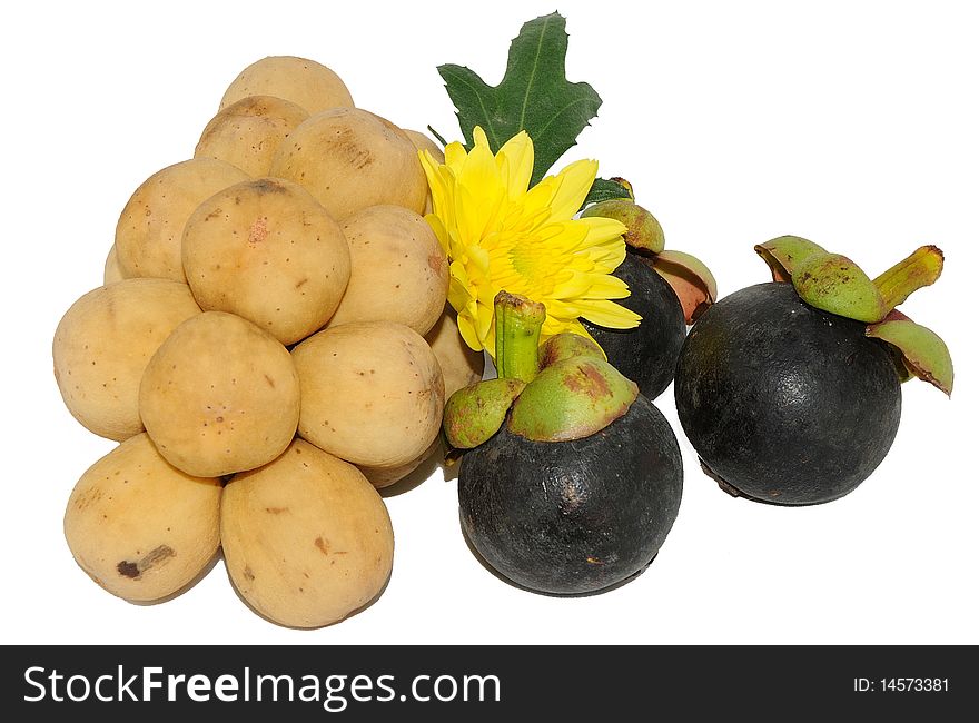 Thai fruits isolated on white background