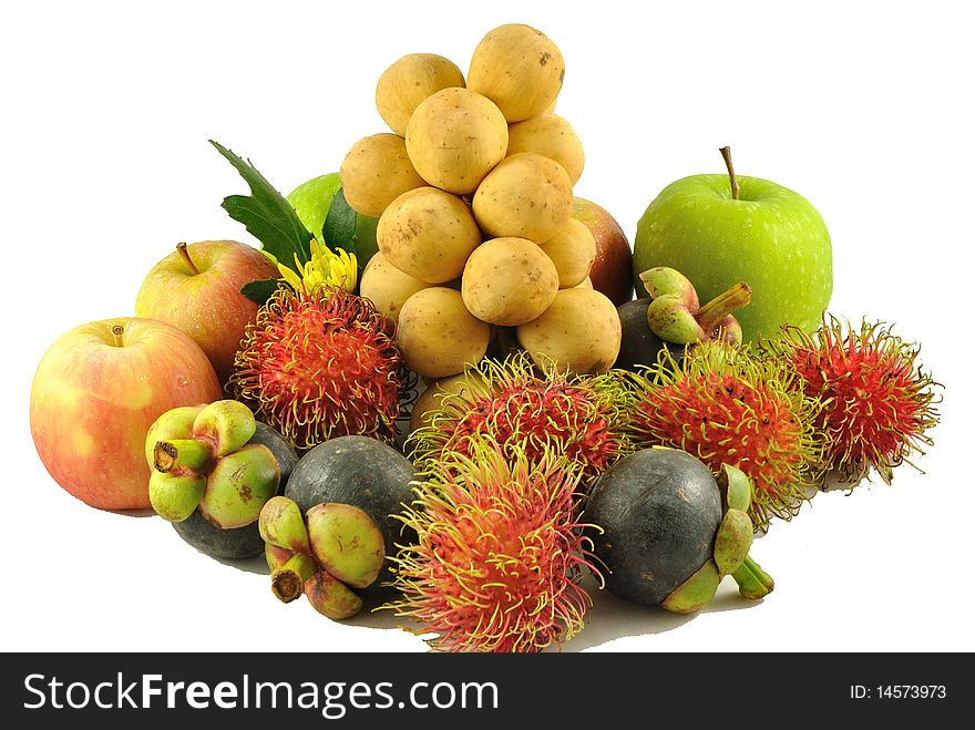 Mix fruits  on white background
