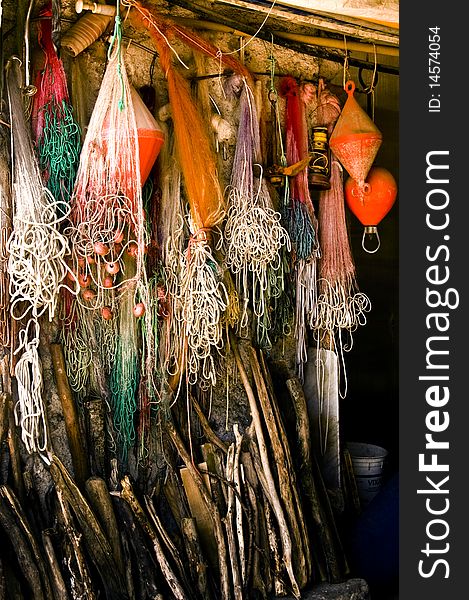 Nets, buoies and other fisherman's tools. Nets, buoies and other fisherman's tools