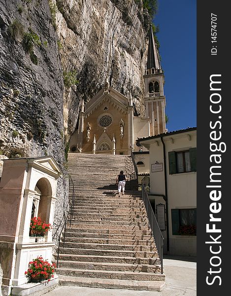 Monastery called Madonna della Corona in Italy. Monastery called Madonna della Corona in Italy