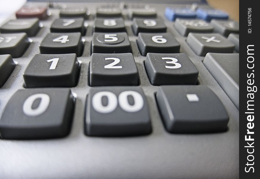 Perspective view of the keyboard of a calculator