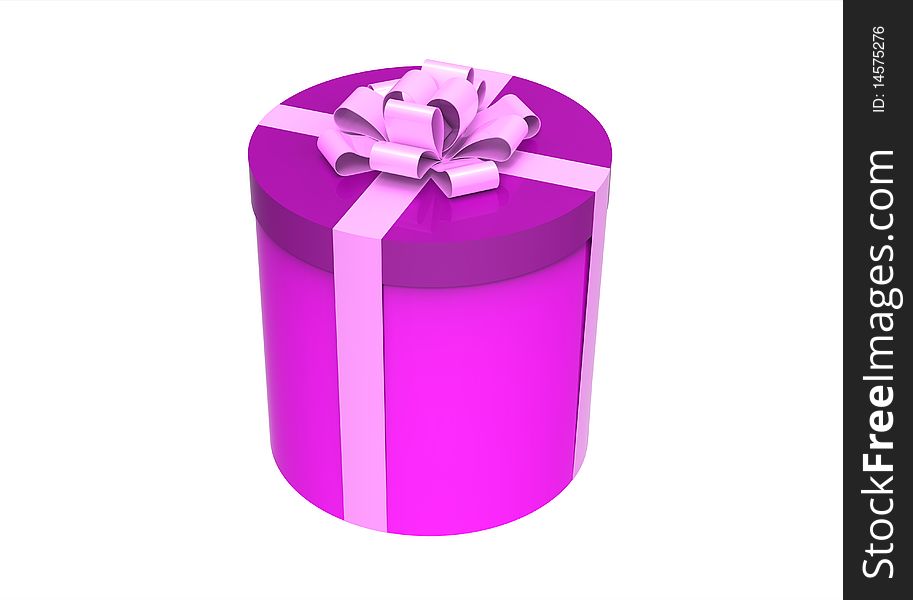 Pink gift box isolated on white background